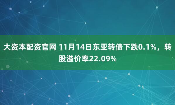 大资本配资官网 11月14日东亚转债下跌0.1%,转股溢价率22.09%